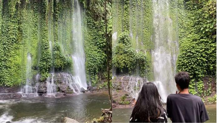 Kolase foto air terjun curug hujan Bengkulu Utara