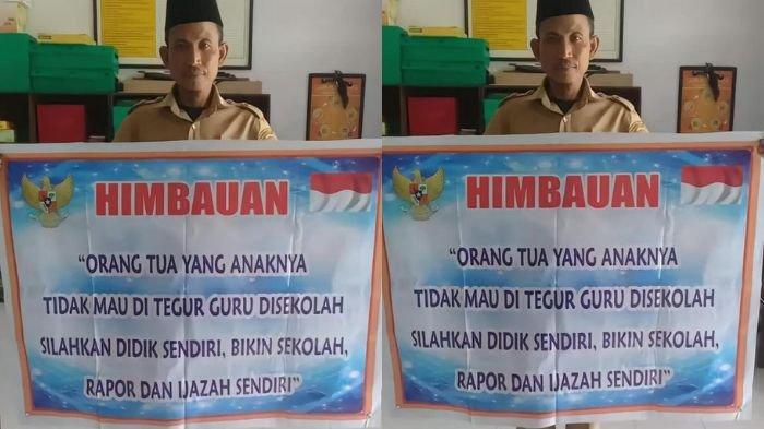 Foto aksi protes guru pada orang tua murid, sebut jika tak mau ditegur guru di Sekolah 'Didik Sendiri'.