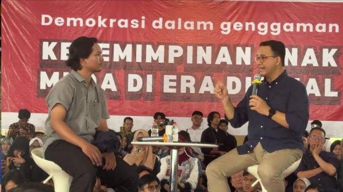Anies Baswedan menjadi pembicara di dialog bertajuk Kepemimpinan Anak Muda di Era Digital di Komplesk Universitas Gadjah Mada pada Senin, (9/9/2024).