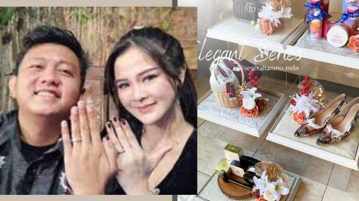 Kolase Denny Caknan-Bella Bonita dan Kotak Seserahan. Penampakan kotak seserahan Denny Caknan saat melamar Bella Bonita, pada Kamis (6/7/2023).