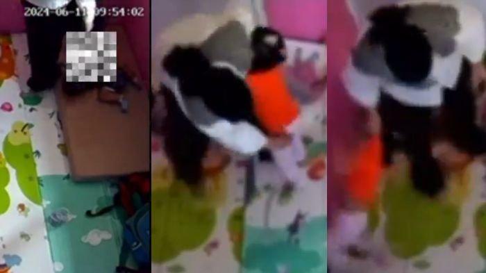 Tangkapan layar saat diduga Meita Irianty aniaya anak. Detik-Detik Meita Irianty Diduga Aniaya Anak di Daycare, Dipukul Hingga Ditendang Berkali-kali
