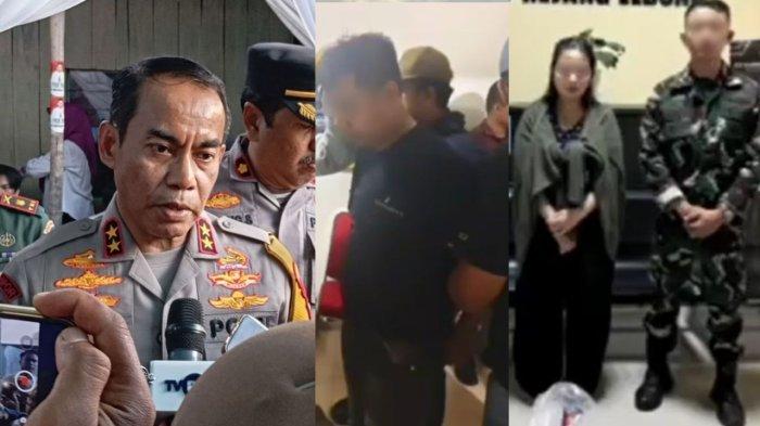 KAPOLDA SUMSEL - Kolase Kapolda Sumsel Irjen Pol Andi Rian R Djajadi (kiri) dan penggerebekan istri TNI bersama anggota Polres Lubuklinggau (tengah-kanan). Digerebek bersama istri TNI di vila Curup, Brigpol J kini ditahan dan terancam dipecat tidak hormat serta diproses pidana.