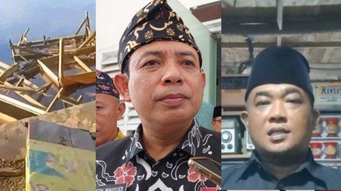 KONTROVERSI INSIDEN DANAU DENDAM - Kolase foto kondisi perusakan di Danau Dendam Tak Sudah (kiri), Wali Kota Bengkulu Dedy Wahyudi (tengah) dan Ketua Umum Laskar Melayu Bengkulu, Junaidi Zul (kanan).