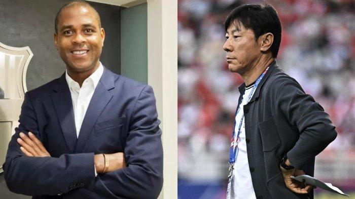 Patrick Kluivert (kiri) dirumorkan menjadi suksesor Shin Tae-yong sebagai pelatih timnas Indonesia.