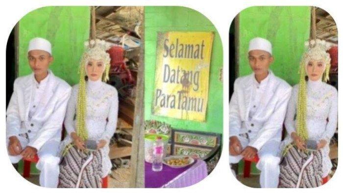 Pernikahan Sederhana Pengantin di Gresik Menikah Tanpa Pelaminan, Pengantin Duduk di Kursi Plastik Tuai Pujian dari Warganet.