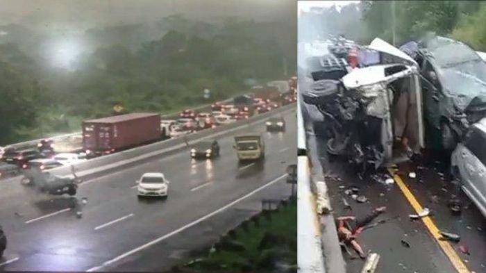Kolase foto kecelakaan di Tol Cipularang.