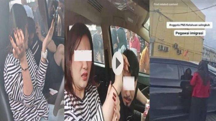 VIRAL DI MEDIA SOSIAL - Tangkapan layar momen seorang wanita diduga istri sah sedang memecahkan kaca mobil pelakor, Senin (17/2/2025). Nekat bolos kerja, 2 PNS Imigrasi di Pekanbaru malah asyik selingkuh, panik dilabrak pasangan masing-masing. 