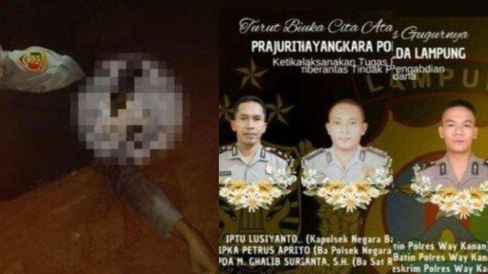 POLISI TEWAS DITANGKAP - Kolase foto 3 polisi tewas tertembak saat melakukan aksi penggerebekan judi sabung ayam di Way Kanan, Lampung Senin, (17/03/2025). Pantas Inspektur Satu (Iptu) Lusiyanto selaku Kapolsek Negara Batin, Brigadir Kepala (Bripka) Petrus Apriyanto, dan Brigadir Dua (Bripda) tewas di lokasi kejadian, Kampung Karang Manik, Way Kanan, Lampung.