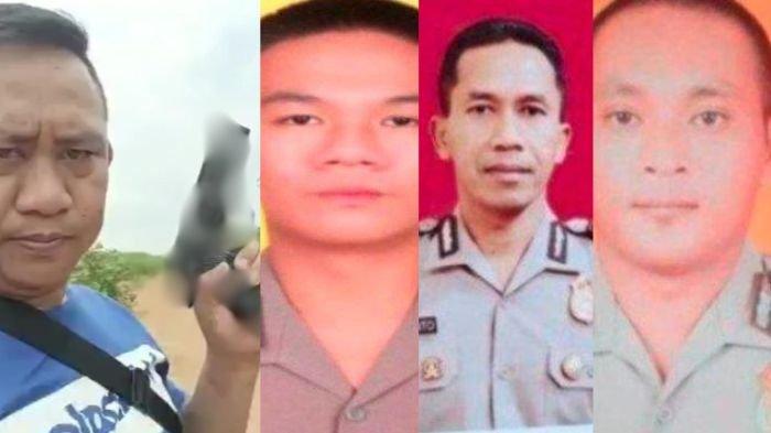 KASUS JUDI SABUNG AYAM - Kolase foto Kopda Basar, Kapolsek Negara Batin, AKP Anumerta Lusiyanto, dan dua anggotanya yang tewas ditembak mati pada Senin (17/3/2025).