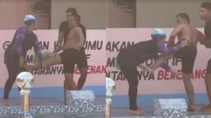 Pelatih renang berinisial JS menendang alat vital guru renang wanita bernama Asliani Siregar (35).
