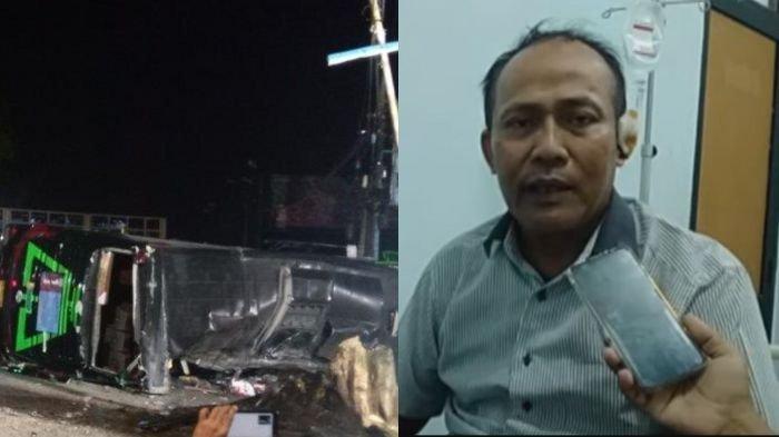Sadira, sopir bus PO Putera Fajar mengaku sengaja menabrakan bus yang dikemudikannya ke tiang listrik.