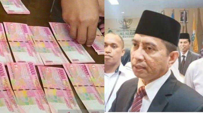 Universitas Islam Negeri (UIN) Alauddin, Makassar menggegerkan publik usai disebut menjadi pabrik uang palsu. Rektor UIN Alauddin Makassar Prof Hamdan Juhannis (Kanan)