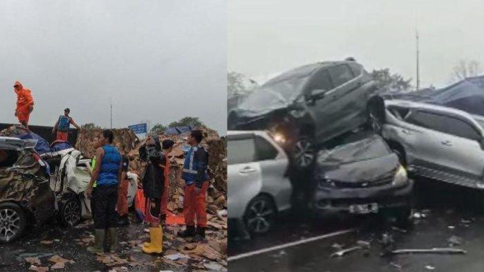 Kolase foto kecelakaan beruntun di Tol Cipularang. 