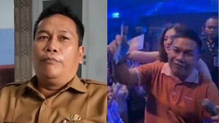 KADES KARANGSARI VIRAL - Tangkapan layar foto Kepala Desa Karangsari, Kecamatan Weru, Kabupaten Cirebon, Jawa Barat, Casmari sebut tak bakal ambil gaji sebagai Kades, kini malah viral nyawer di klub malam, Jumat (13/6/2025). 