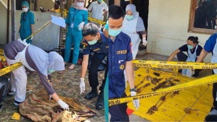 KERANGKA MANUSIA DI GRESIK - Kolase foto penemuan dan proses evakuasi kerangka manusia di Gresik, Senin (11/03/2025). Terbaru, polisi telah memerika 20 saksi kasus penemuan kerangka manusia di Gresik.