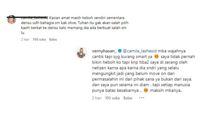 Verny Hasan saat Balas Komentar Netizen di Postingan Instagramnya.