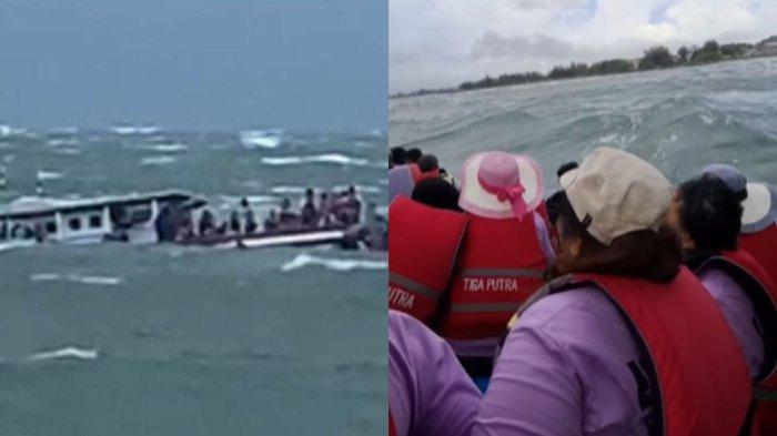 KAPAL KARAM - Tangkap layar video kapal wisatawan Pulau Tikus, Bengkulu, karam. Sebuah video yang memperlihatkan kapal wisatawan dari Pulau Tikus, Kota Bengkulu, karam akibat dihantam angin kencang beredar luas di media sosial pada Minggu sore (11/5/2025).
