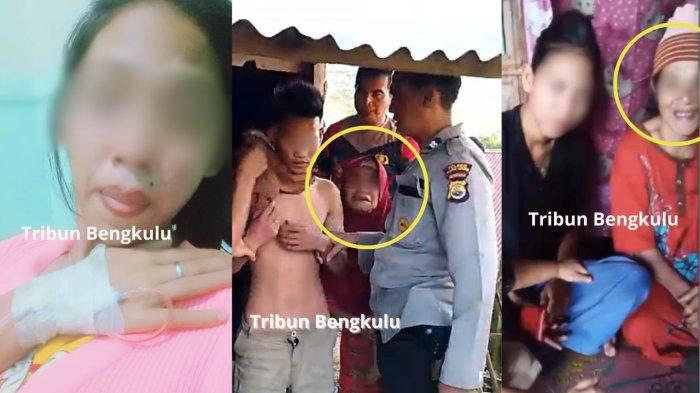 Kolase foto penangkapan pelaku inses di Rejang Lebong, ibu korban berusaha menghalang-halangi polisi.