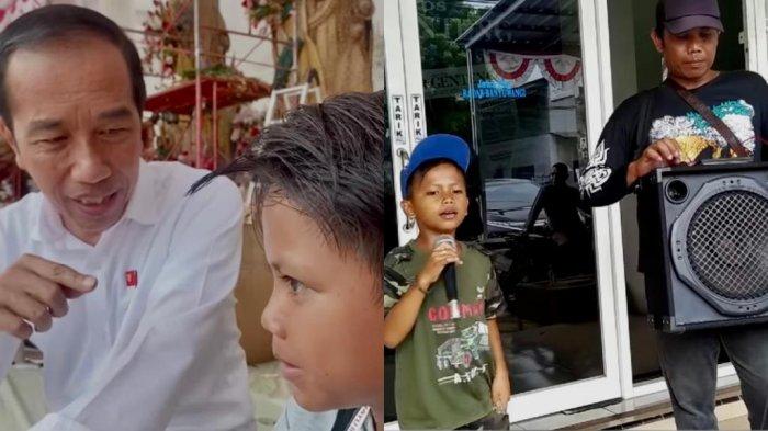 Farel Prayoga saat mengobrol dengen Presiden Jokowi terkait kesuksesannya jangan sampai meninggalkan sekolah. Diketahui pula ia sebelumnya ia mengamen difjalanan bersama sang ayah