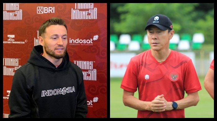 KOLASE FOTO Gelandang Persib Bandung Marc Klok dan eks pelatih Timnas Indonesia, Shin Tae-yong