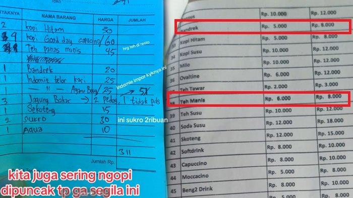 Bon warung yang getok harga di Puncak Bogor dan harga asli yang disepakati