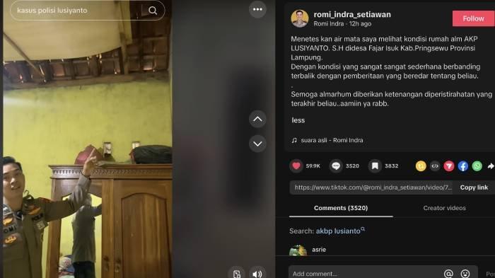 PENEMBAKAN DI LAMPUNG - Kondisi rumah Kapolsek Negara Batin, AKP Anumerta Lusiyanto yang tewas ditembak anggota TNI di arena judi sabung ayam, ternyata sangat sederhana.