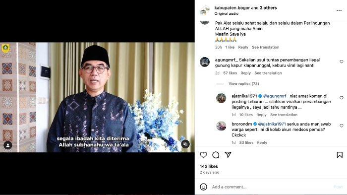 SEKDA KABUPATEN BOGOR VIRAL - Sekretaris Daerah (Sekda) Kabupaten Bogor Ajat Rochmat Jatnika kini jadi perbincangan netizen setelah membalas komentar warganya.