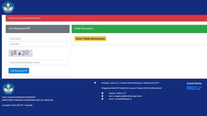 Tangkapan layar halaman PIP pada Minggu (2/2/2025). PIP Kemdikbud bulan Februari 2025 sudah memasuki pencairan termin 1, segera cek daftar penerimanya secara online di laman pip.dikdasmen.go.id. Pemerintah akan mencairkan bansos Program Indonesia Pintar (PIP) mulai Februari 2025.