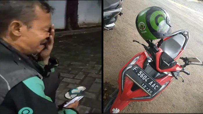 Video sopir ojol di Bogor menangis tersedu sedu usai motornya hilang di parkiran masjid Cijahe.