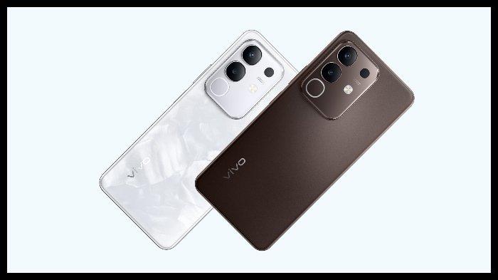 HP VIVO - Ilustrasi smartphone Vivo Y29 warna Putih Marmer dan Cokelat Cendana