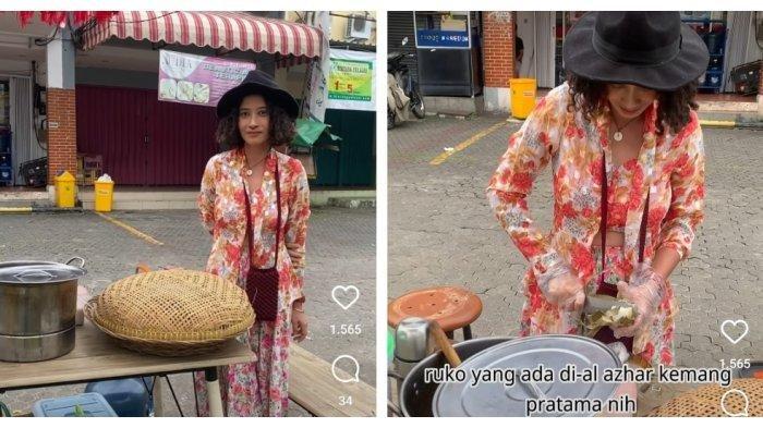 Unik, Penjual Ketupat Rendang di Bekasi Berpenampilan Seperti Model