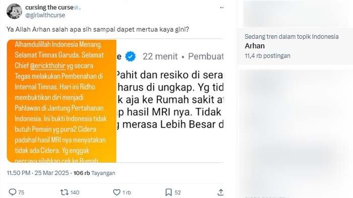 MERTUA ARHAN DIHUJAT: Tangkapan layar pemain sepak bola Pratama Arhan bersama sang istri, Azizah Salsha, disadur pada Rabu (26/3/2025). Pratama Arhan ikut disorot gara-gara mertuanya, Andre Rosiade banjir hujatan perkara menyindir pemain Timnas Indonesia. Istri Arhan, Zize pasang badan guna membela suaminya.