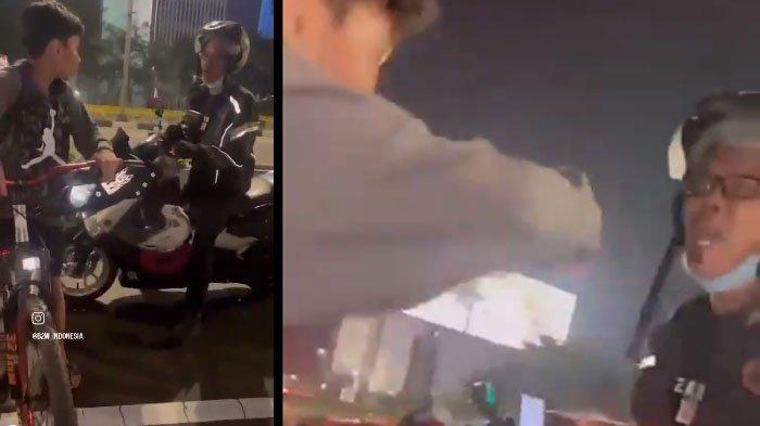 Tangkapan layar video viral bocah tantang driver ojol karena lewat jalur sepeda.