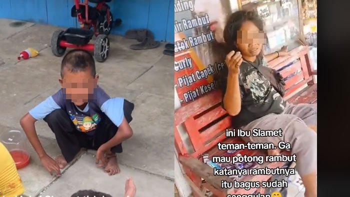 BOCAH JALANAN VIRAL: Tangkapan layar seorang bocah (kanan) tidur di jalanan punya ibu ODGJ (kiri), disadur pada Minggu (23/2/2025). Viral kisah miris seorang bocah yang tidur dijalanan dan punya ibu seorang ODGJ. Sikap sopan bocah tersebut saat dibantu tetangga bikin terenyuh.