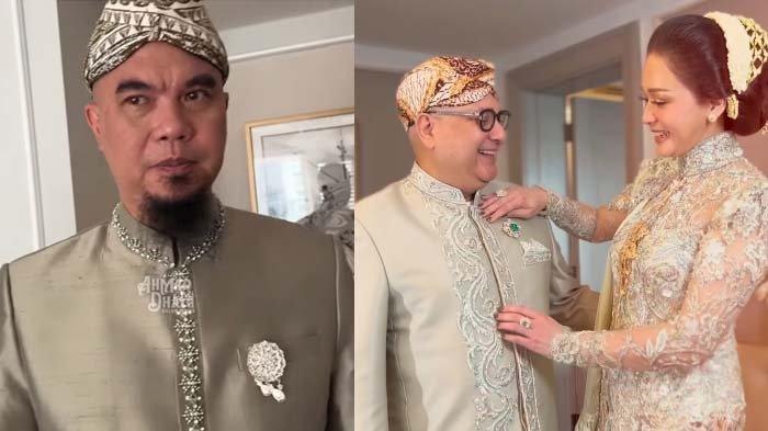 PERNIKAHAN AL GHAZALI: Tangkapan layar penampakan bros berbeda yang dipakai Irwan Mussry dan Ahmad Dhani di nikahan Al Ghazali jadi sorotan disadur pada Senin (16/6/2025). Bros yang dipakai suami Maia Estianty sampai bikin desainer minder saking mahalnya.