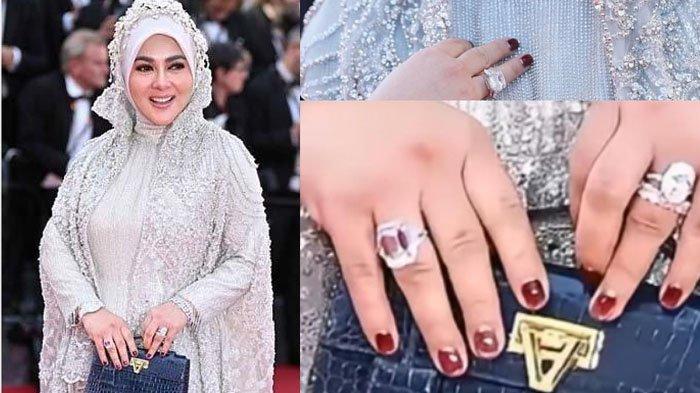 HARGA CINCIN SYAHRINI: Tangkapan layar sosok Syahrini saat menghadiri Cannes Film Festival pada Jumat (16/5/2025). Harga cincin yang dipakai Syahrini dalam Cannes Film Festival 2025 mengejutkan publik. Netizen syok karena cincin itu setara dengan harga perumahan.
