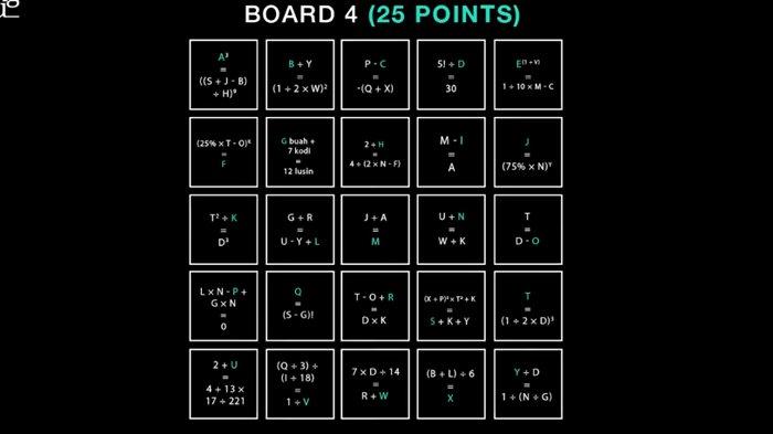 Soal Clash of Champions episode 3 board 4