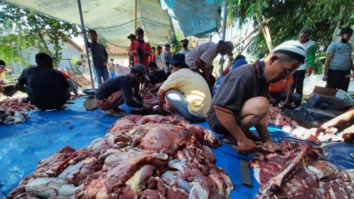 Ilustrasi - Panitia saat mempersiapkan daging hewan kurban untuk disalurkan kepada warga di Kampung Pabuaran RT01/3 Kelurahan Cibadak, Kecamatan Tanah Sareal, Kota Bogor.