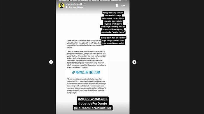 Angger Dimas sinis menanggapi penjelasan dari pakar hukum pidana soal 3 alasan Tamara Tyasmara tak mungkin terlibat di kasus kematian Dante