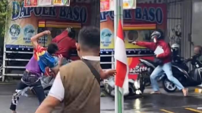 Sebuah video viral memperlihatkan detik-detik perampok minimarket ditangkap oleh warga