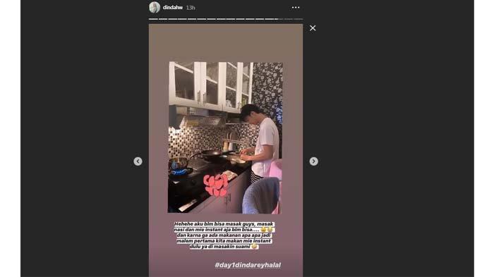 Dinda Hauw dan Rey Mbayang di malam pertama