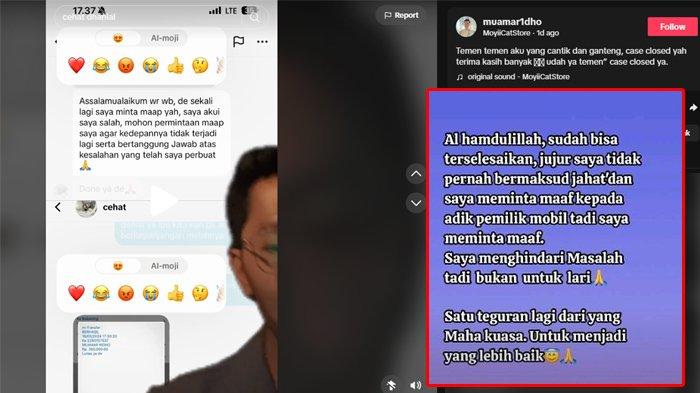 Ridho memperlihatkan DM dari emak-emak nyolot yang sempat menabrak mobilnya hingga penyok. Emak-emak tersebut pun turut mengurai klarifikasi dalam akun media sosialnya.