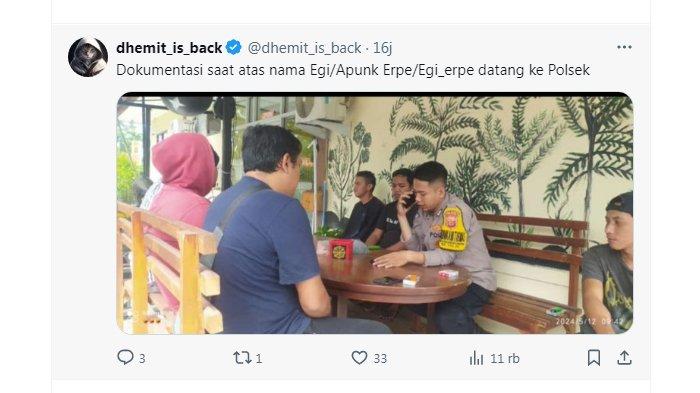 Pemilik akun Egi saat datang ke pihak kepolisian (X)