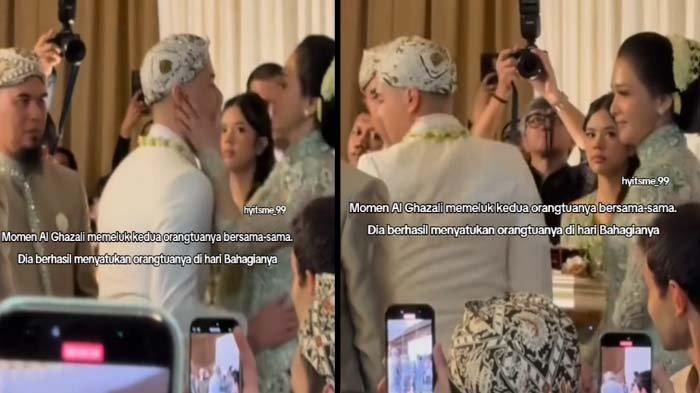 PERNIKAHAN AL GHAZALI: Tangkapan layar ekspresi Safeea Ahmad lihat sang ayah, Ahmad Dhani bersanding dengan Maia Estianty di pernikahan Al Ghazali jadi sorotan. Safeea curi-curi pandang melihat kecantikan Maia Estianty, disadur pada Senin (16/6/2025).
