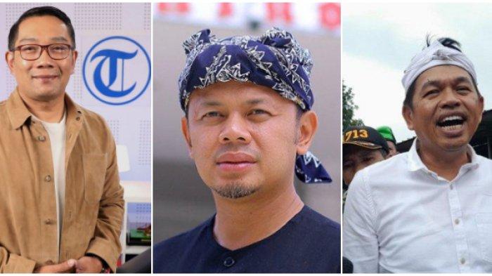 Kolase calon Gubernur Jawa Barat 2024 - Ridwan Kamil, Bima Arya, Dedi Mulyadi memiliki elektabilitas tinggi.