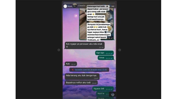 Kekasih Bripda Ignatius Dwi Frisco Sirage rupanya sempat merasakan firasat sebelum sang pacar tewas diduga ditembak seniornya