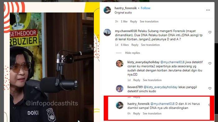 Dokter Hastry kembali mengungkap kasus pembunuhan ibu dan anak di Subang. Ternyata dokter Hastry sudah tahu sosok 2 terduga pelaku