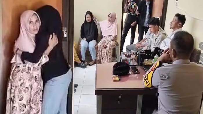 MERTUA TAMPAR MENANTU: Tangkapan layar momen ibu mertua viral yang tampak pengantin wanita minta maaf depan polisi pada Kamis (20/2/2025). Akhirnya ibu mertua viral yang tampar pengantin wanita di acara pernikahan minta maaf. Ekspresi ibu mertua di depan polisi disebut ngeri oleh netizen.