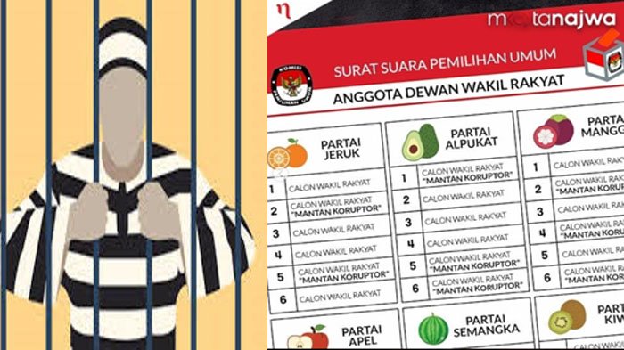 Ilustrasi Napi Koruptor dan surat suara