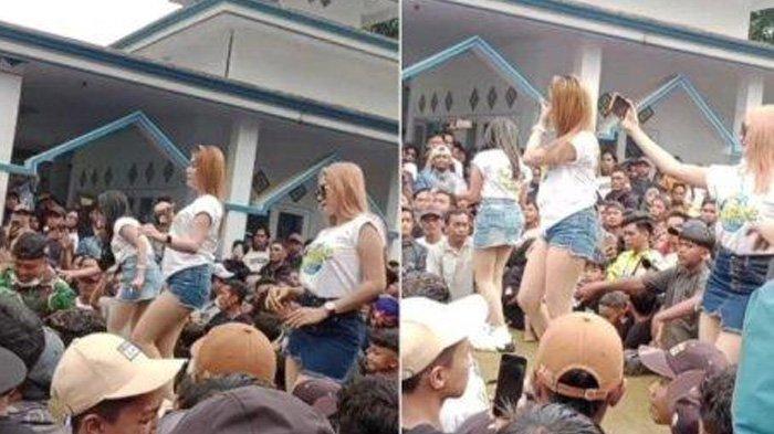 Heboh aksi tiga wanita seksi joget di acara dangdutan. Publik mengecam aksi tersebut gara-gara mereka bergoyang di halaman mushola